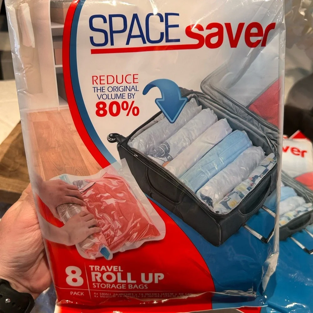 Space Saver Travel Roll Up Vacuum Storage Bags (8 Pack)- lot of 3